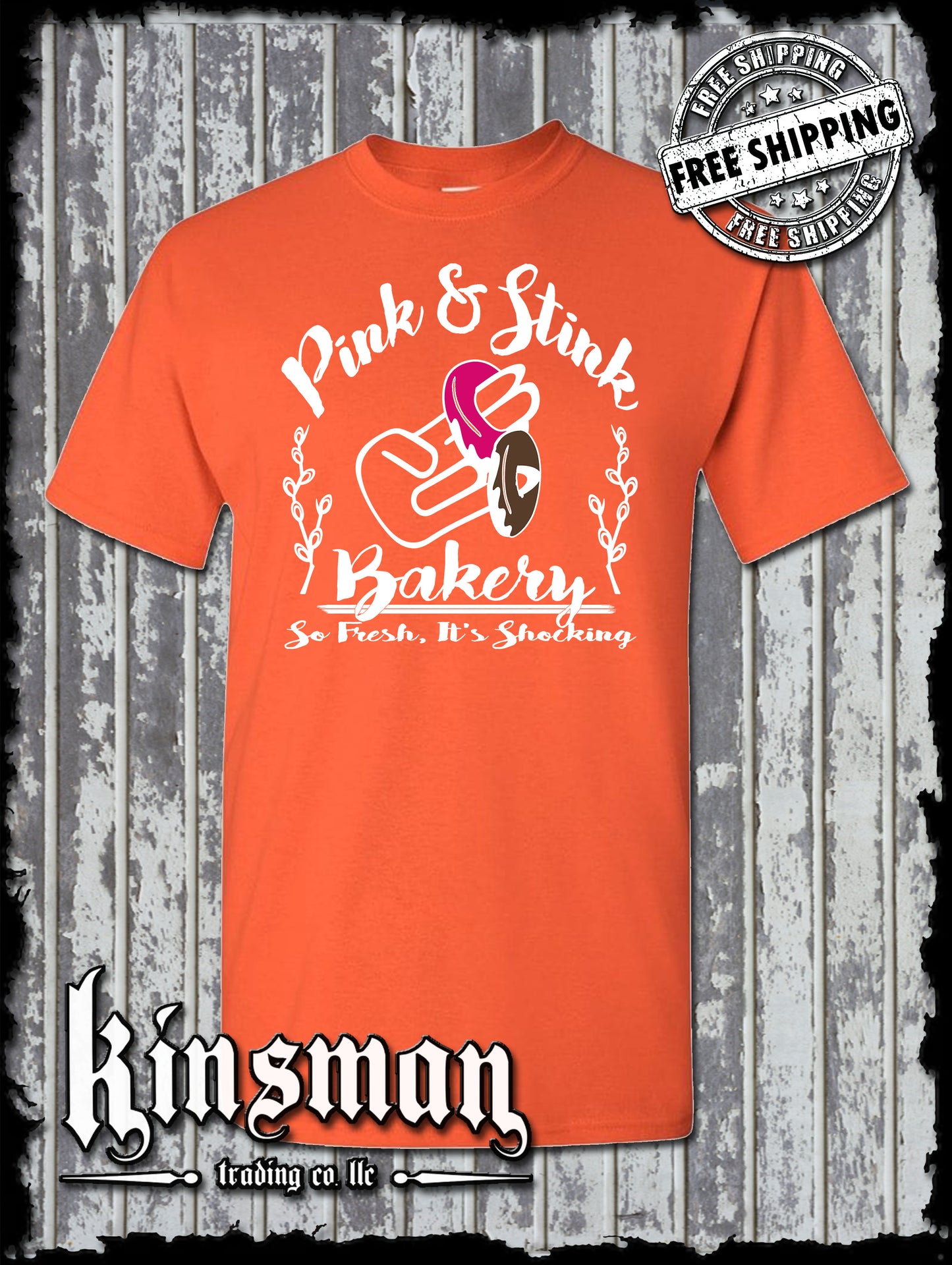 Pink & Stink Bakery Funny Adult Offensive T-Shirt / Shocker Donut College Humor