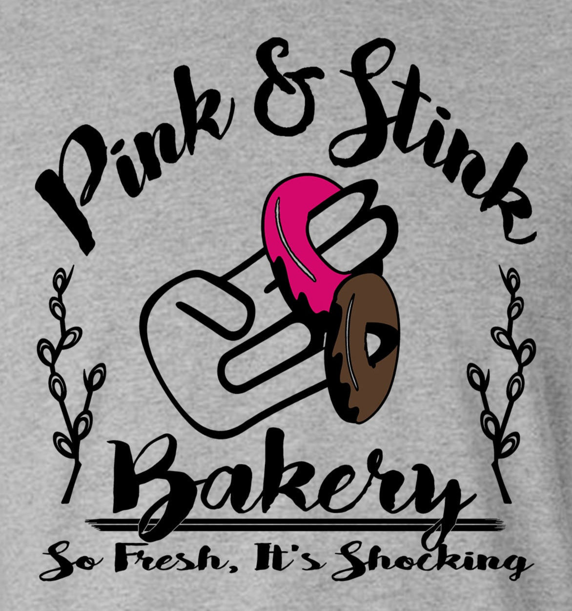 Pink & Stink Bakery Funny Adult Offensive T-Shirt / Shocker Donut College Humor
