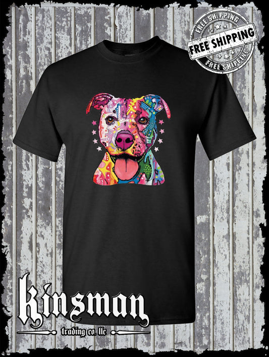 Dean Russo Pit Bull Watercolor Dog T-Shirt Animal Lover K-9 / Licensed Artwork