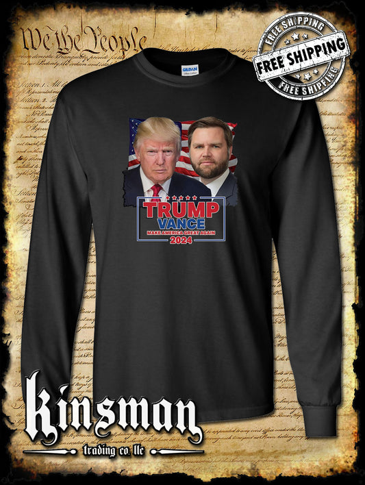 Trump Vance 2024 Portrait Long Sleeve T-Shirt MAGA USA
