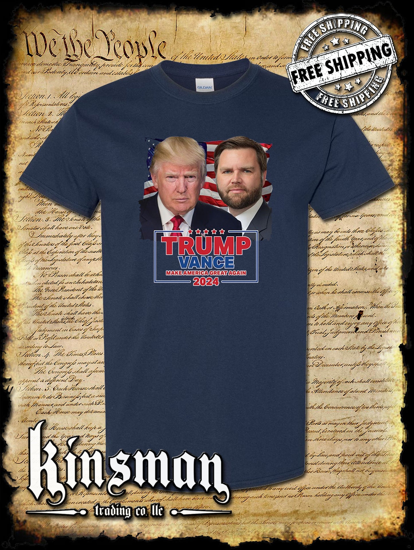 Trump Vance 2024 Portrait T-Shirt MAGA USA