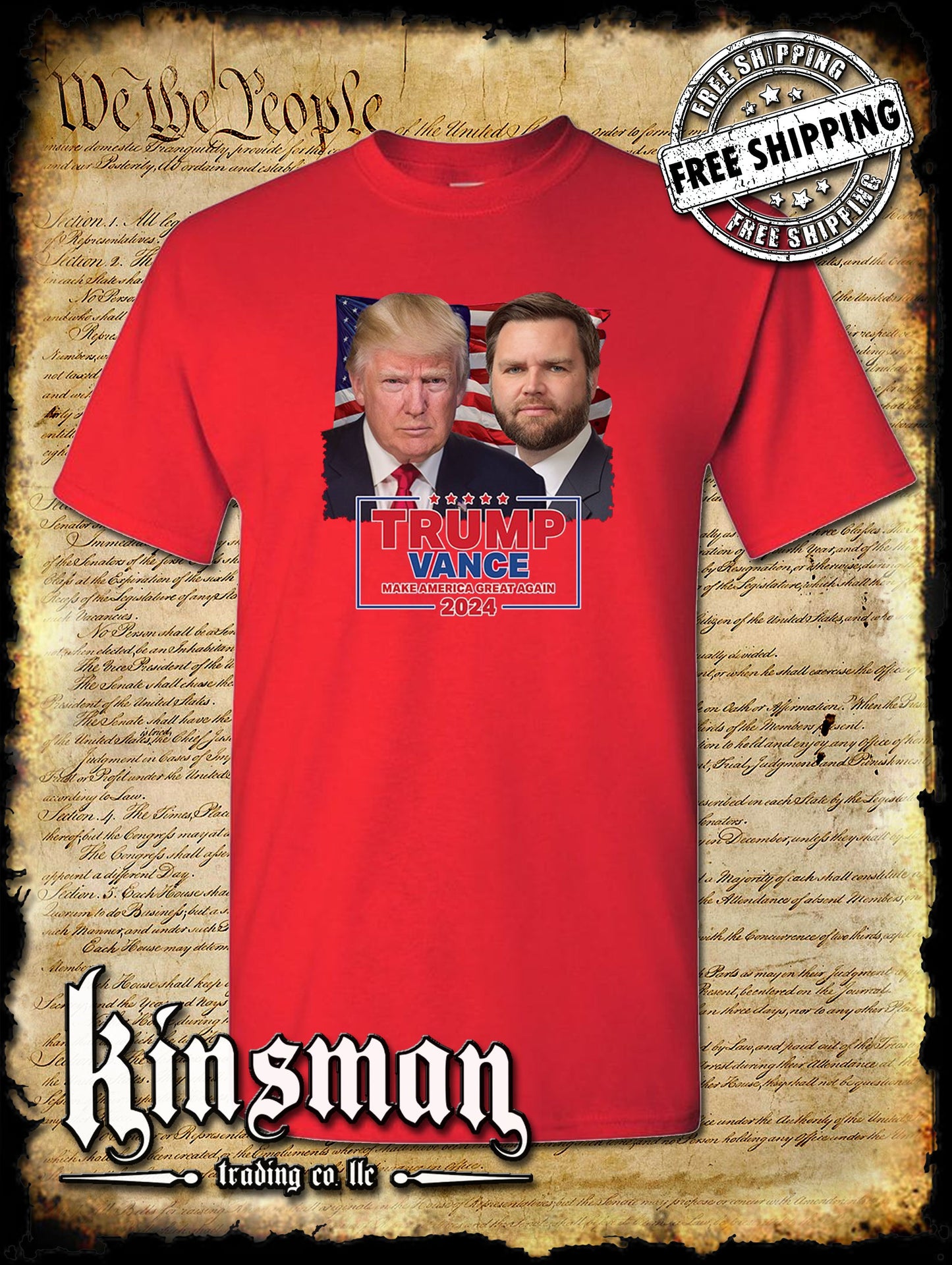 Trump Vance 2024 Portrait T-Shirt MAGA USA