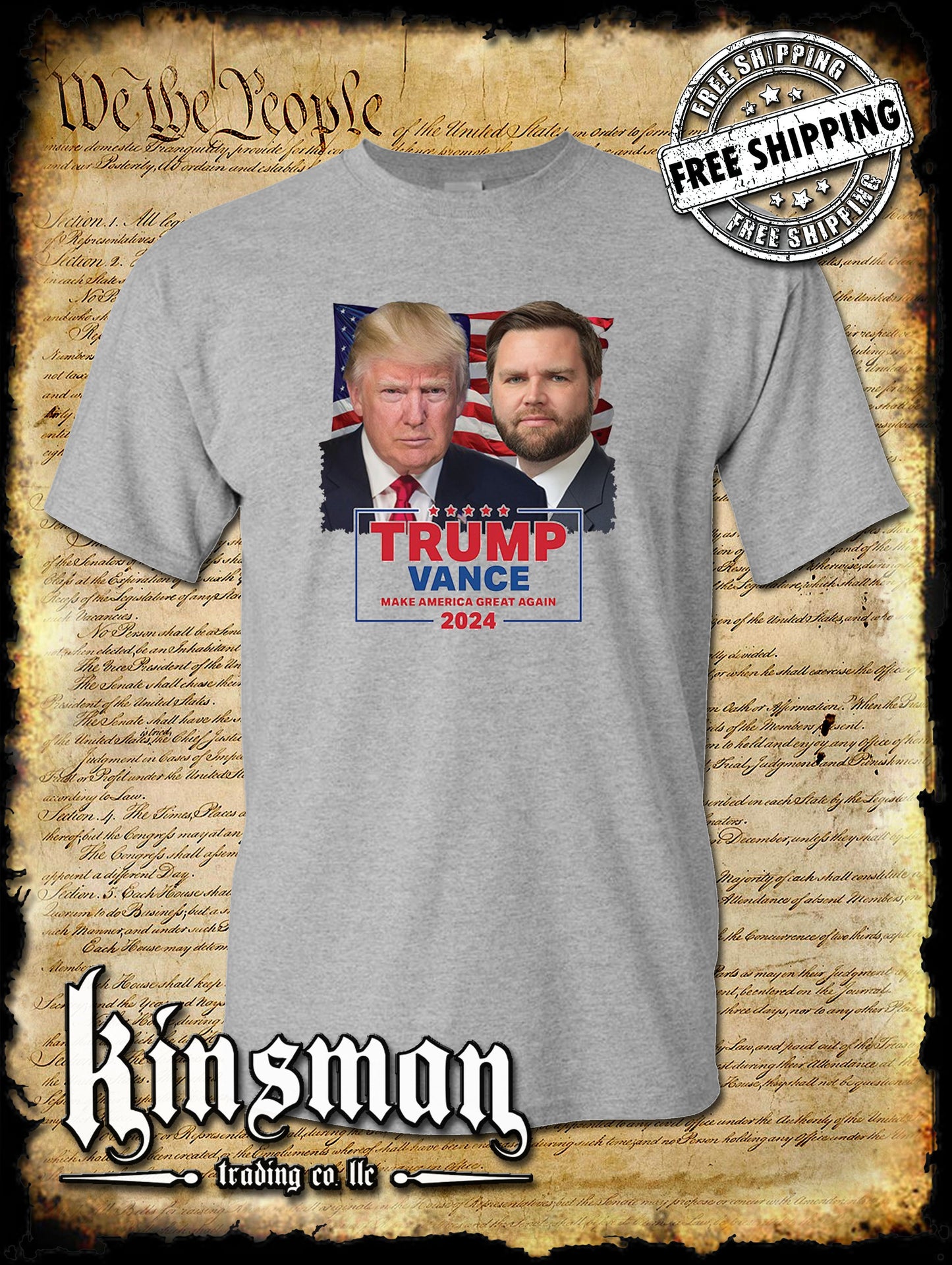 Trump Vance 2024 Portrait T-Shirt MAGA USA
