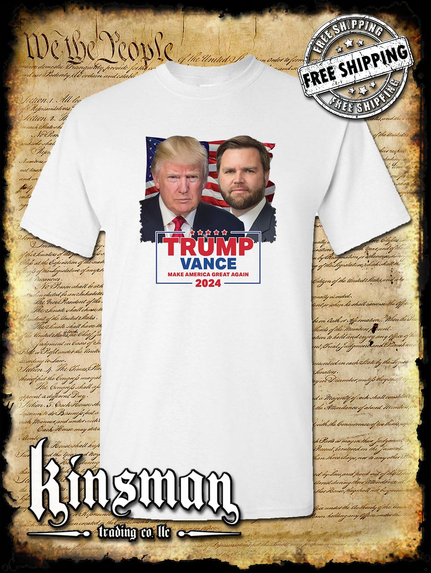 Trump Vance 2024 Portrait T-Shirt MAGA USA