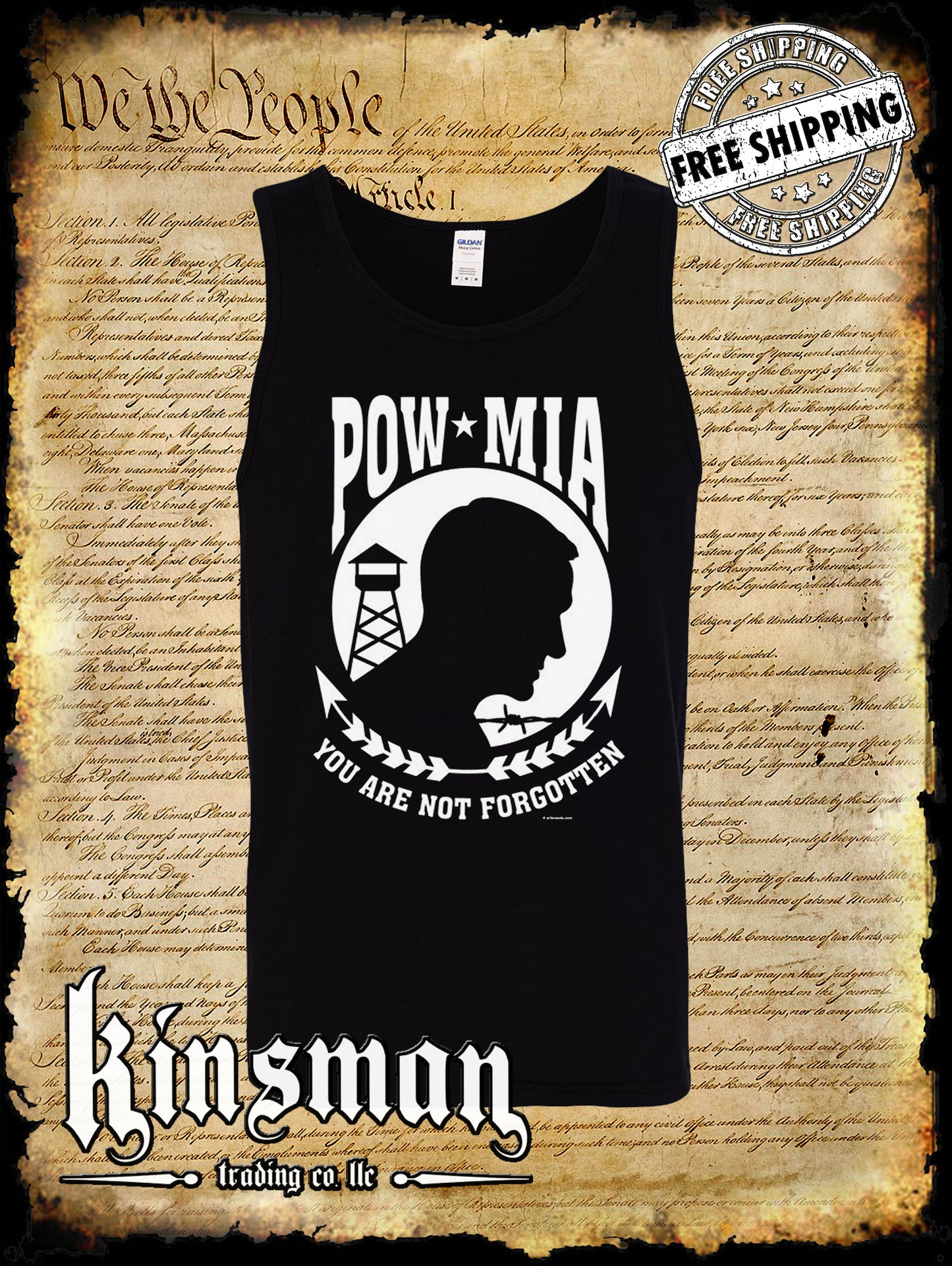POW MIA You Are Not Forgotten Tank Top T-Shirt Military Army Veteran USA