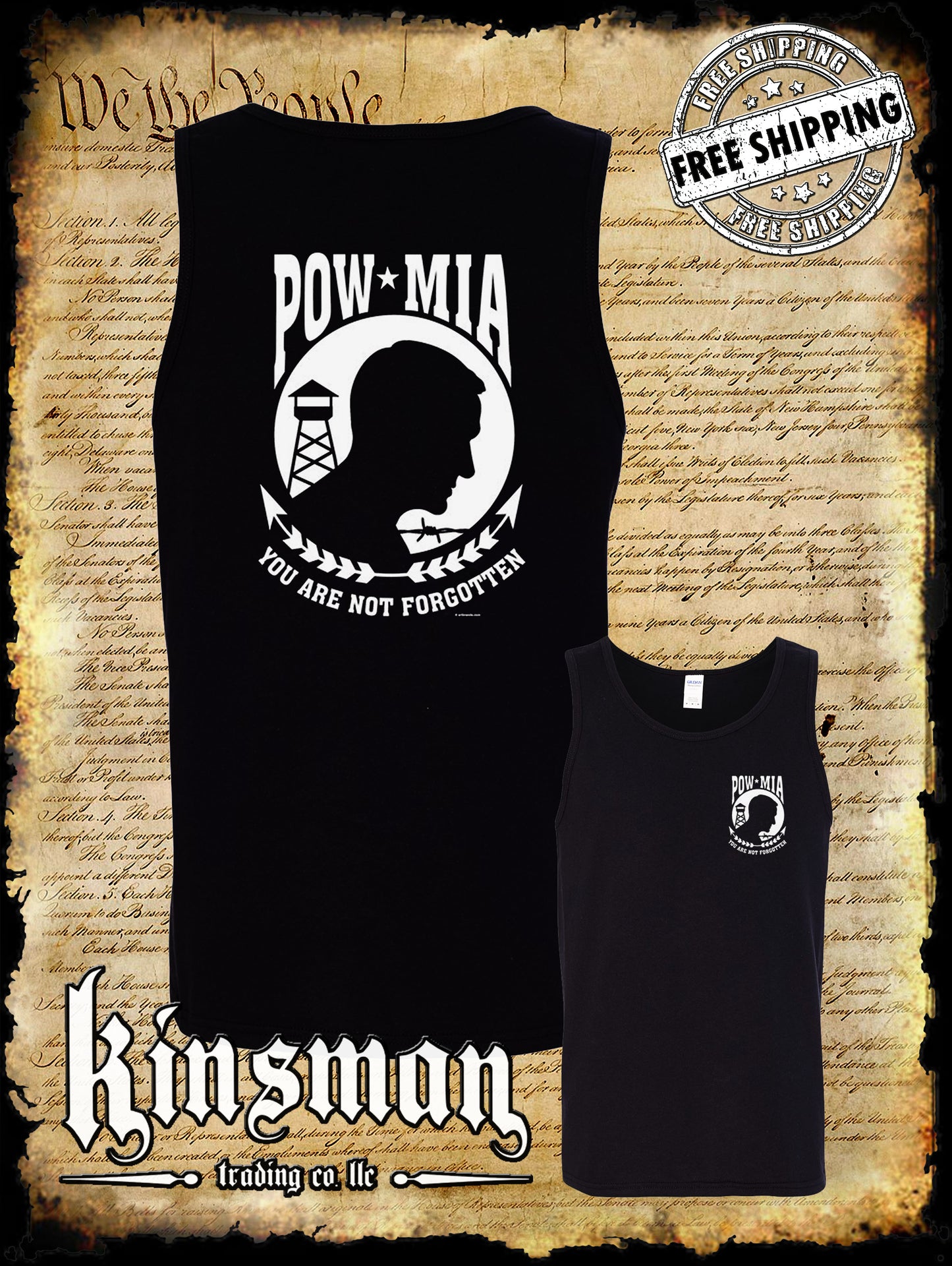 POW MIA You Are Not Forgotten 2-Sided Tank Top T-Shirt Military Army Veteran USA