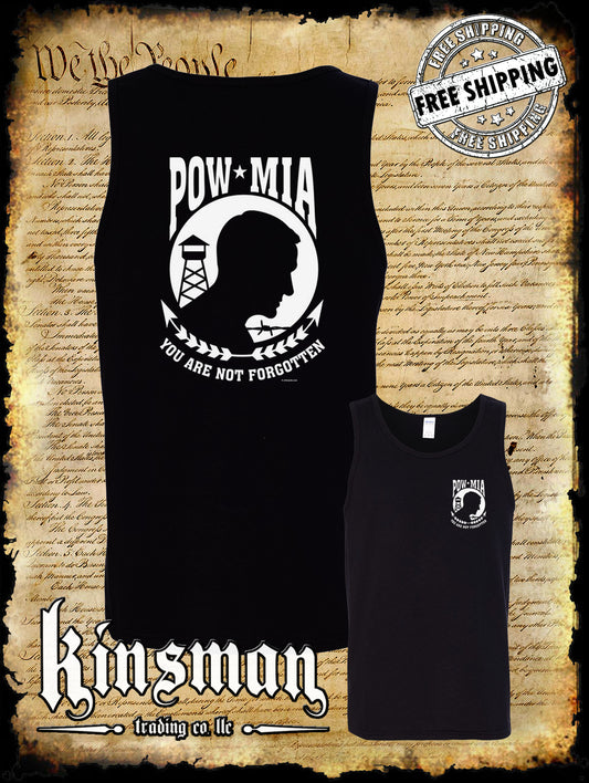 POW MIA You Are Not Forgotten 2-Sided Tank Top T-Shirt Military Army Veteran USA