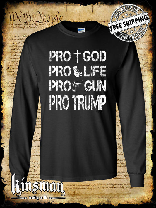 Pro Trump Life Guns Long Sleeve T-Shirt Trump 2024 USA United States of America