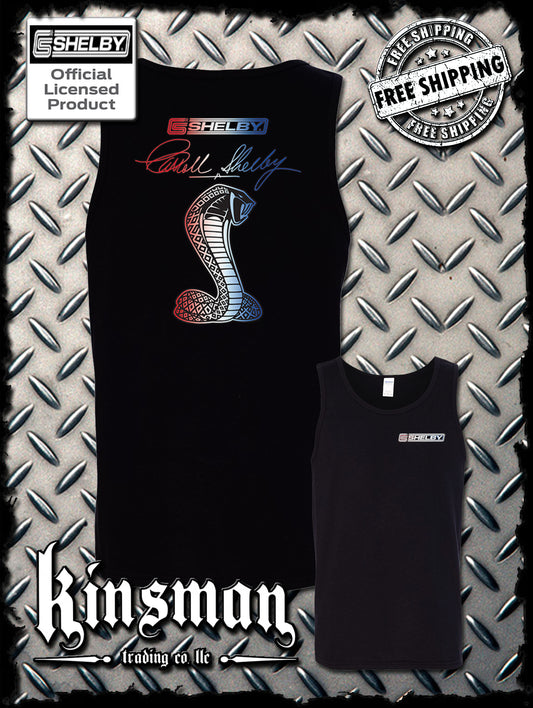 Carroll Shelby Red White & Blue Cobra USA Logo 2-Sided Tank Top T-Shirt