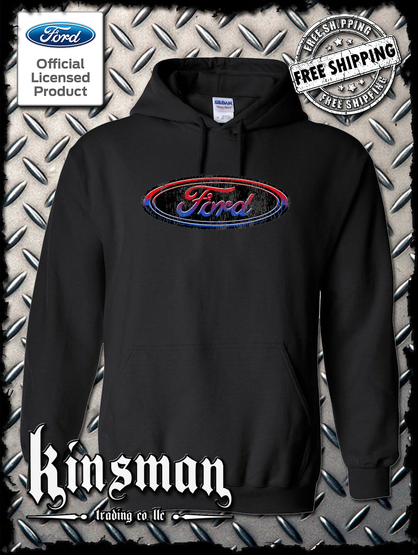 Ford Oval Distressed Logo Hoodie / Sweatshirt - Official Licensed Product