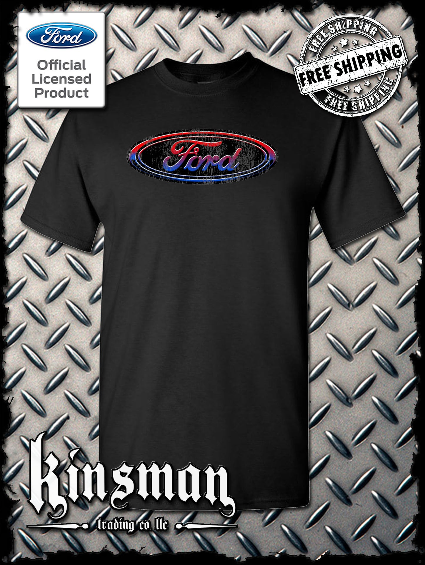 Ford Oval Distressed Logo T-Shirt - Official Licensed Product