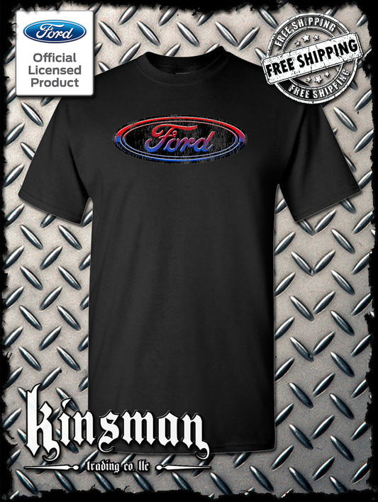 Ford Oval Distressed Logo T-Shirt - Official Licensed Product