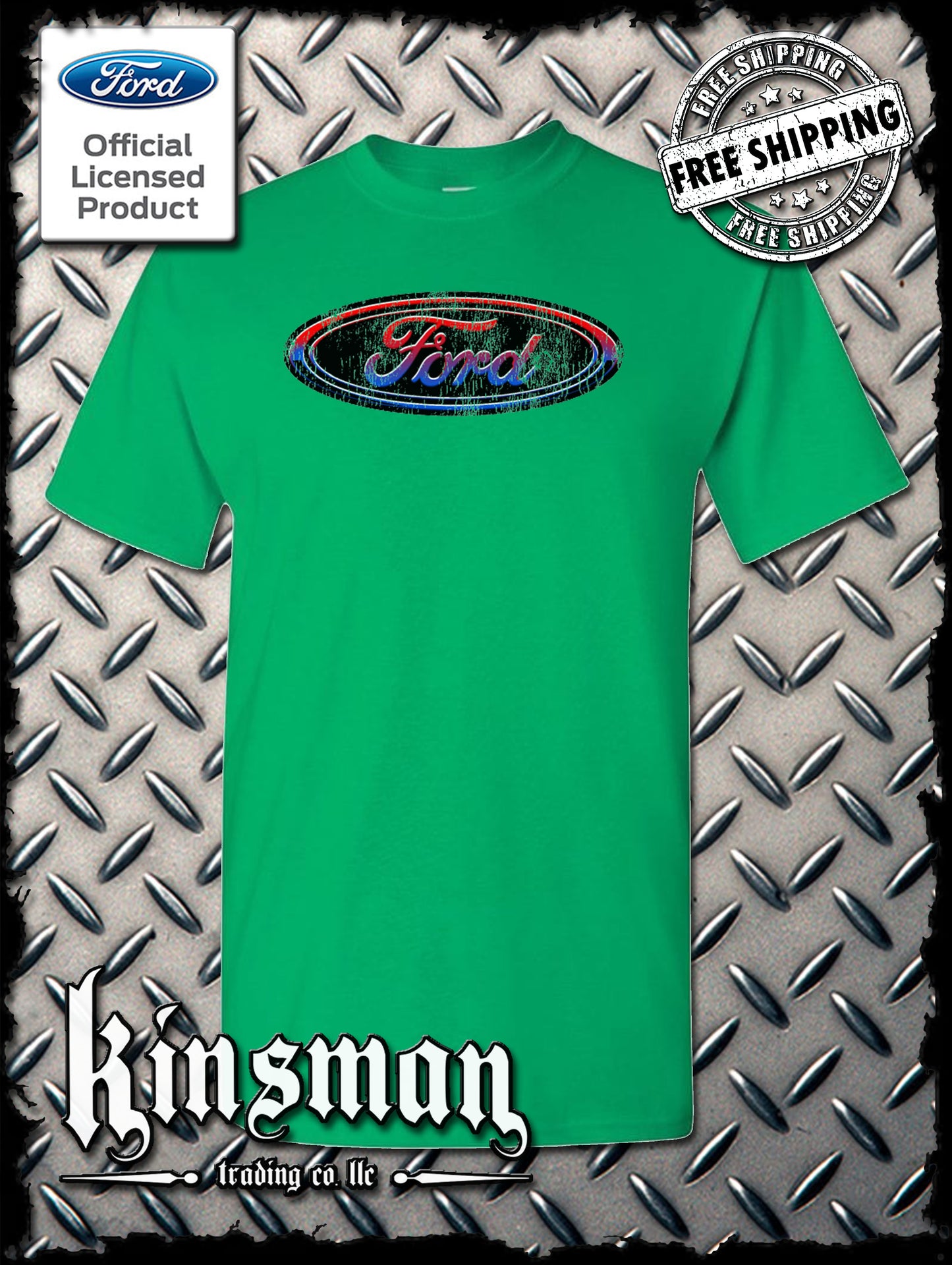 Ford Oval Distressed Logo T-Shirt - Official Licensed Product