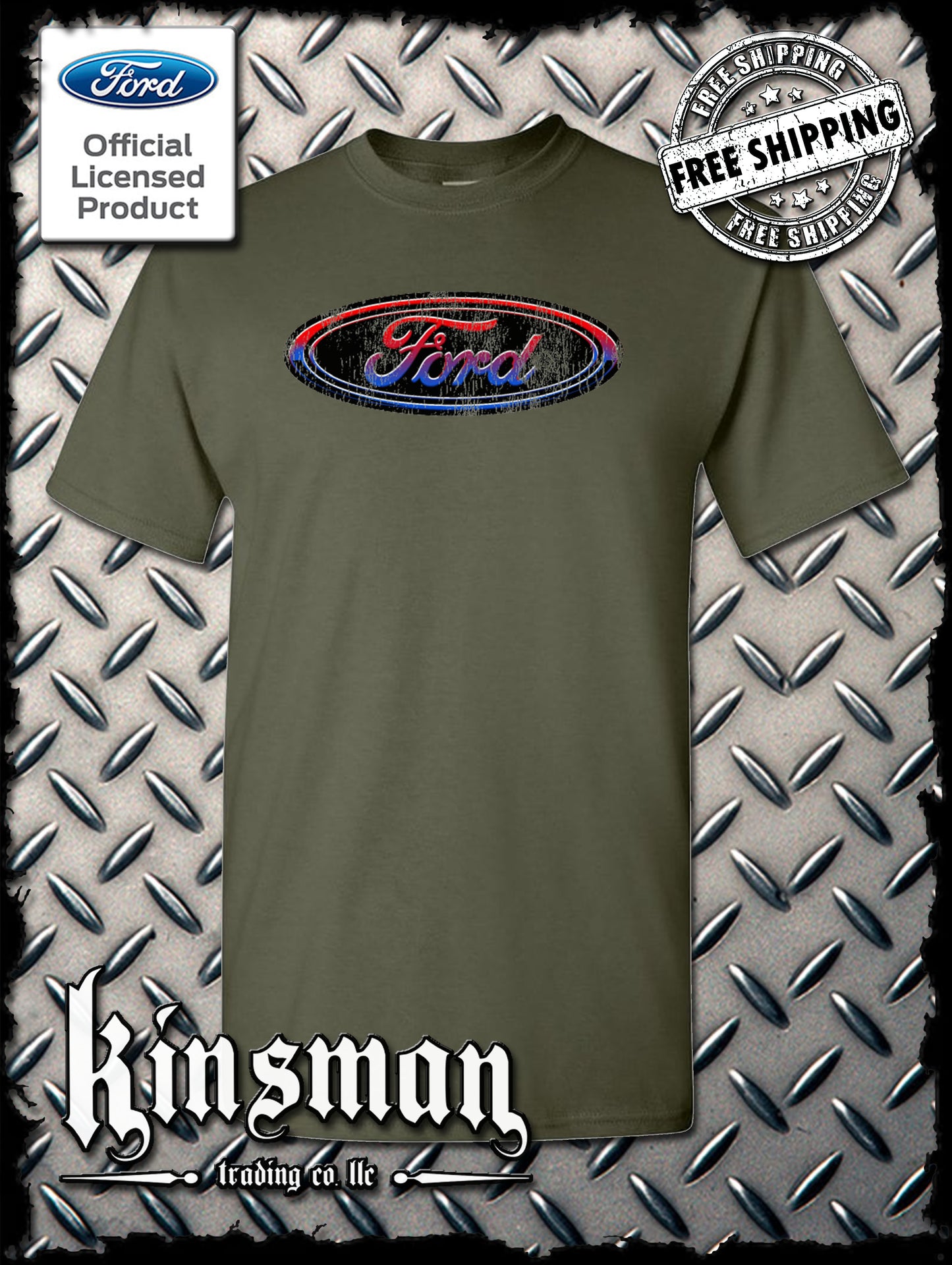Ford Oval Distressed Logo T-Shirt - Official Licensed Product