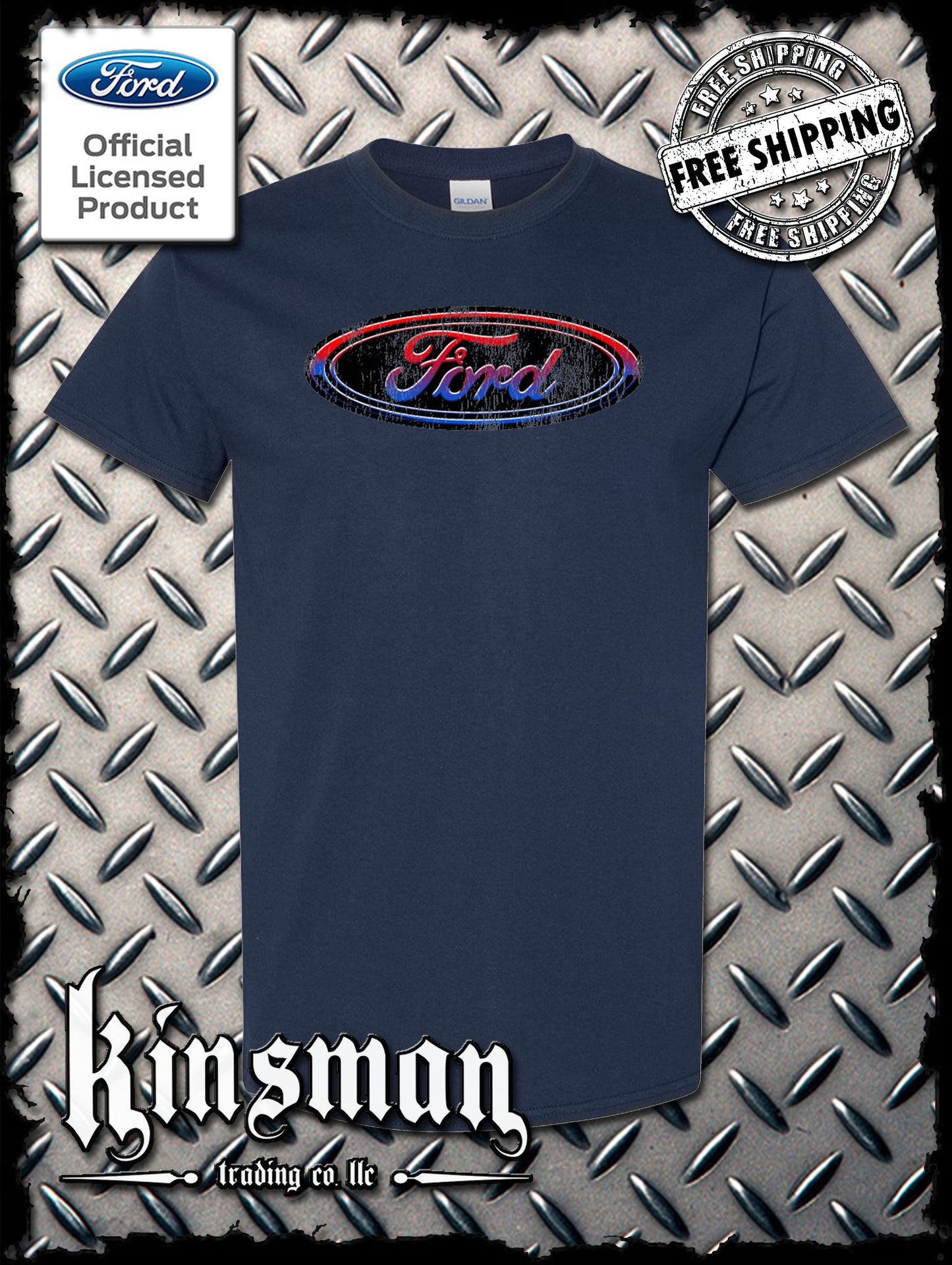 Ford Oval Distressed Logo T-Shirt - Official Licensed Product