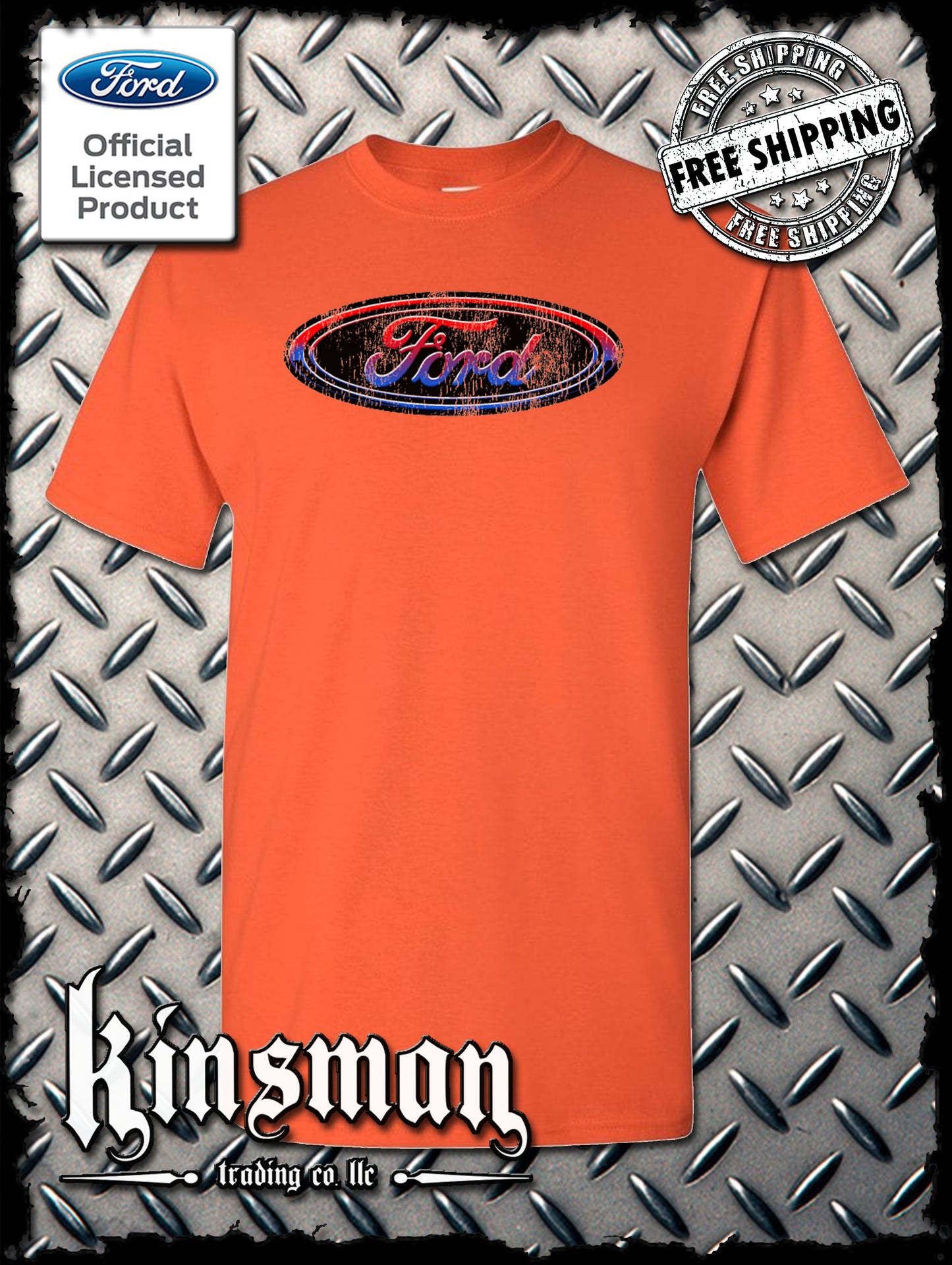 Ford Oval Distressed Logo T-Shirt - Official Licensed Product