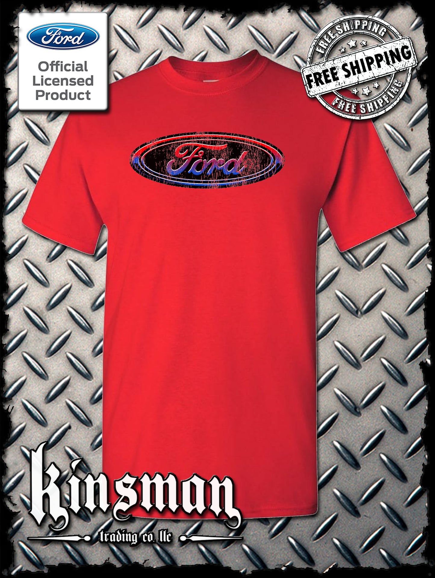 Ford Oval Distressed Logo T-Shirt - Official Licensed Product