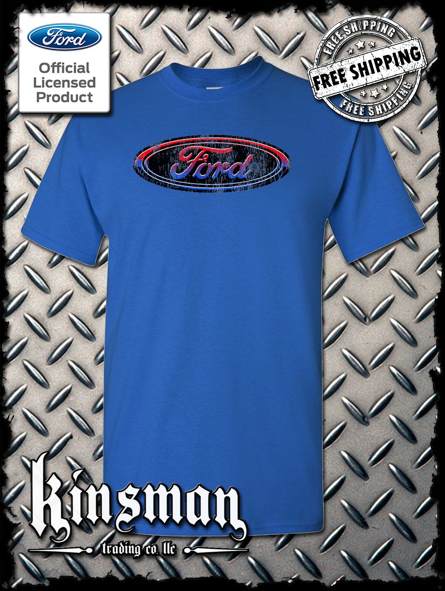 Ford Oval Distressed Logo T-Shirt - Official Licensed Product