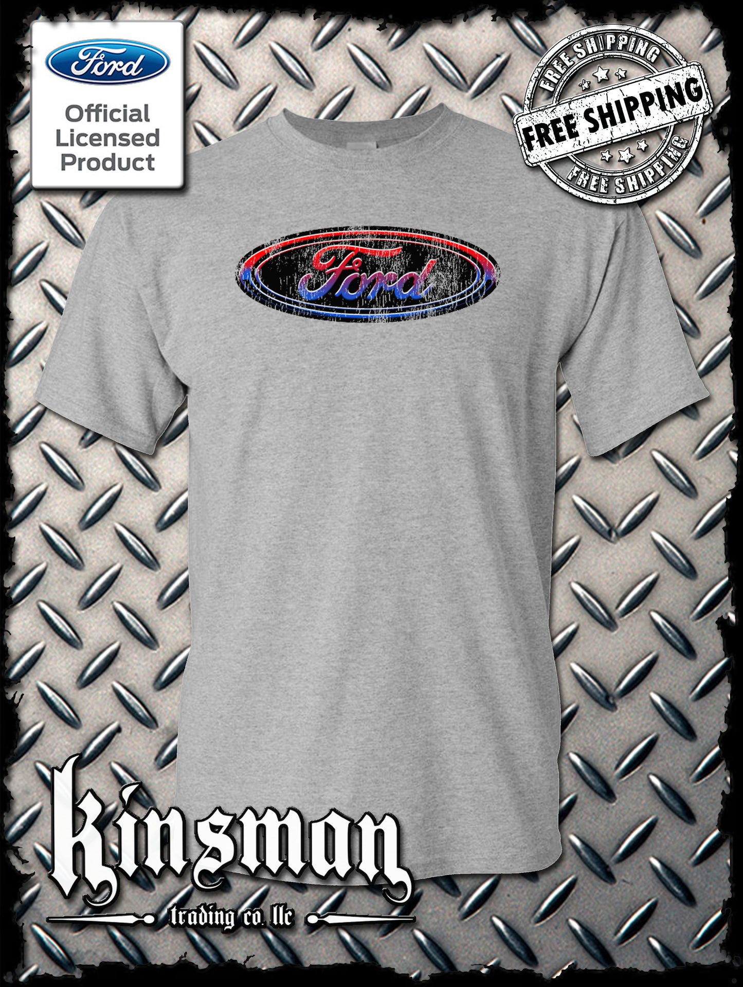 Ford Oval Distressed Logo T-Shirt - Official Licensed Product
