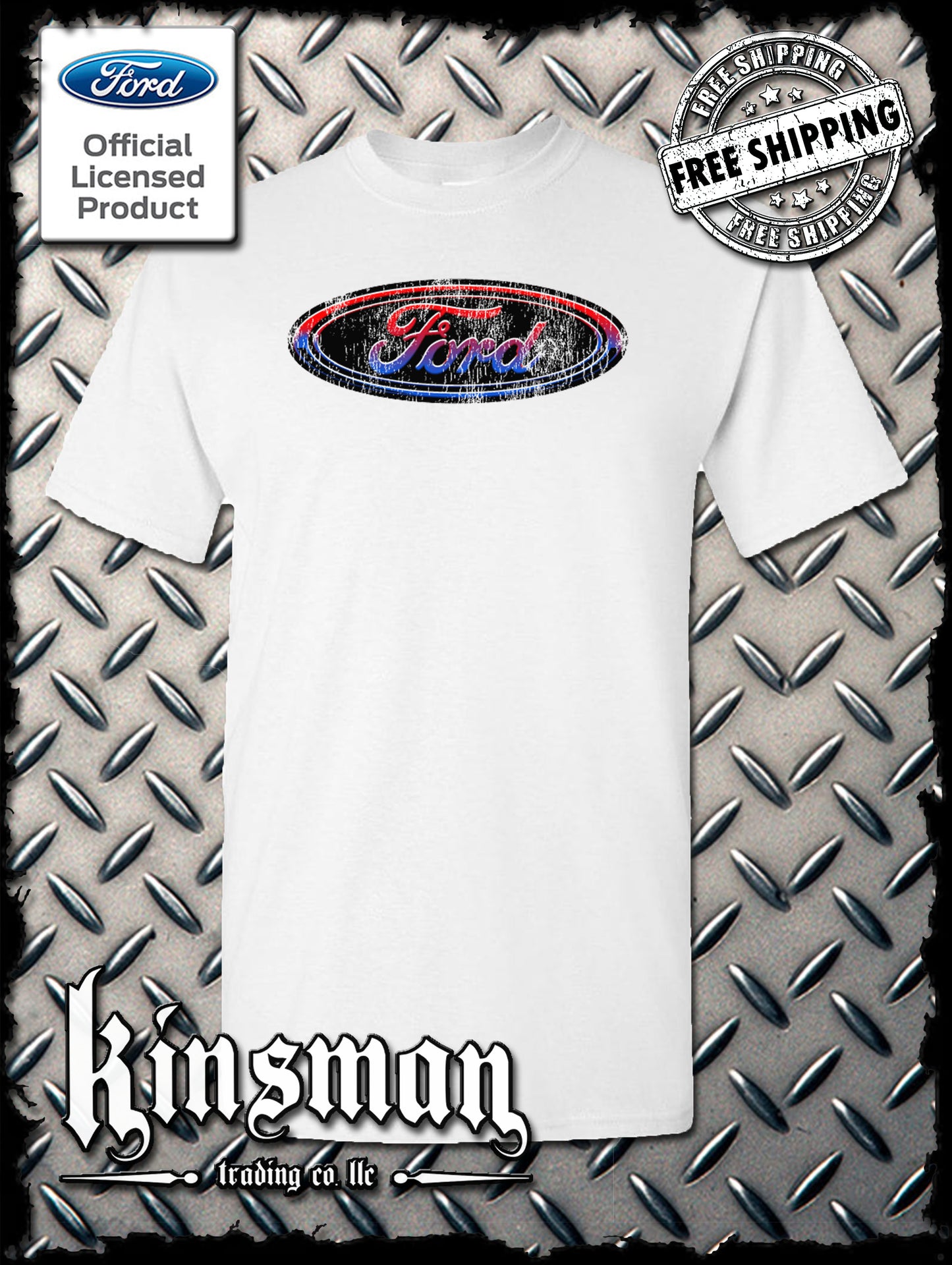 Ford Oval Distressed Logo T-Shirt - Official Licensed Product