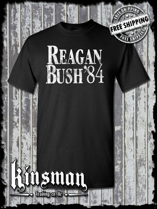 Ronald Reagan Bush For President 84 T-Shirt - Republican 1980's Retro