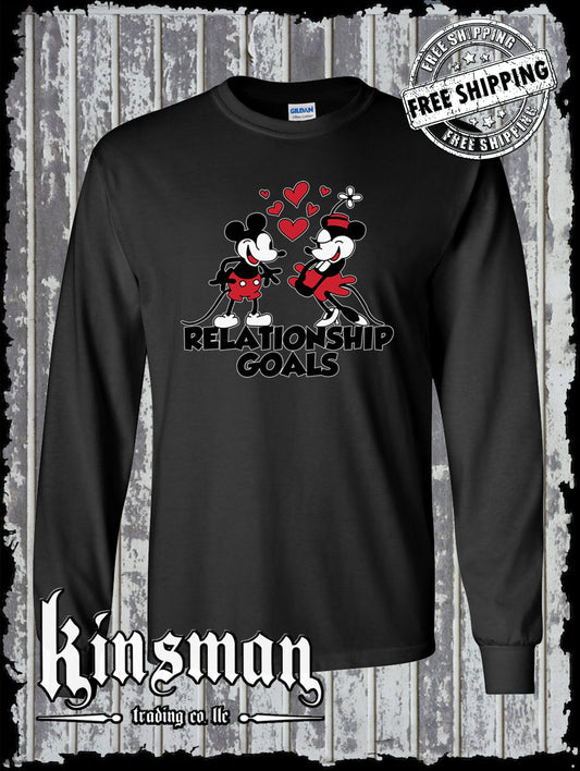 Steamboat Willie Relationship Goals Long Sleeve T Shirt / Cartoon Mouse