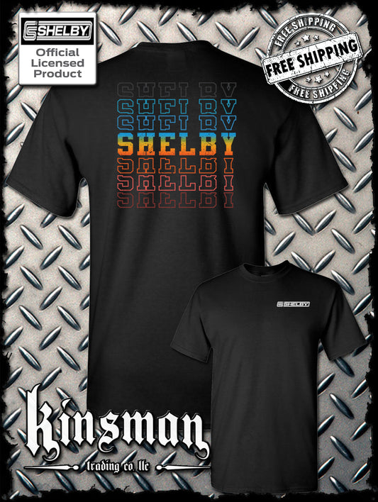 Carroll Shelby Repeating Logo 2-Sided T-Shirt Ford Mustang