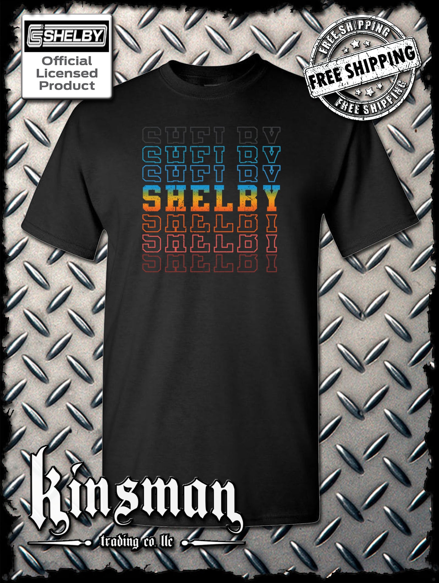 Carroll Shelby Repeating Logo T-Shirt Ford Mustang