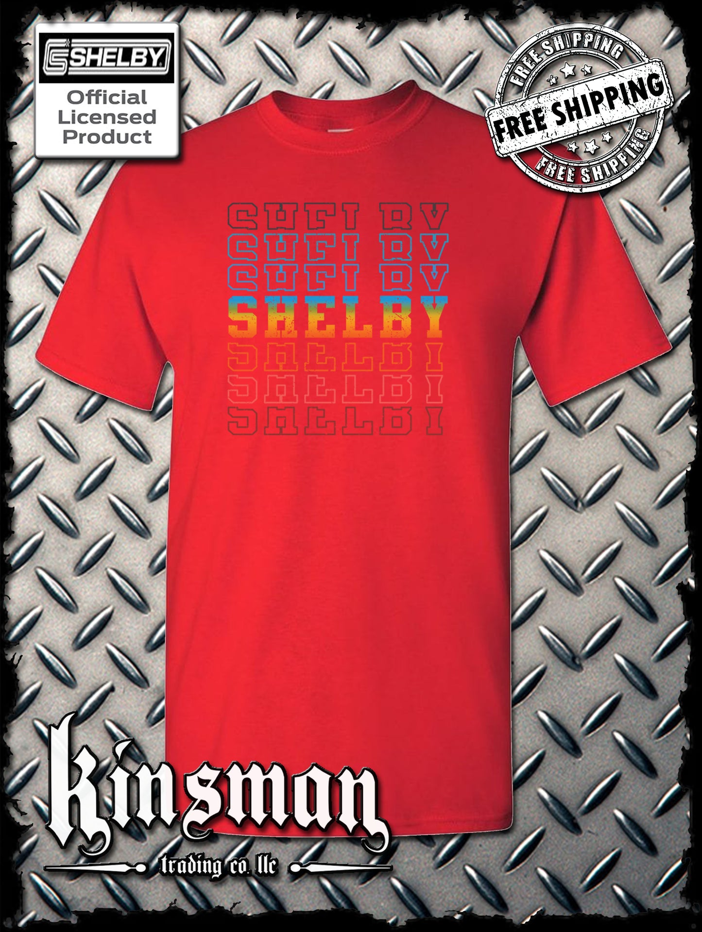 Carroll Shelby Repeating Logo T-Shirt Ford Mustang