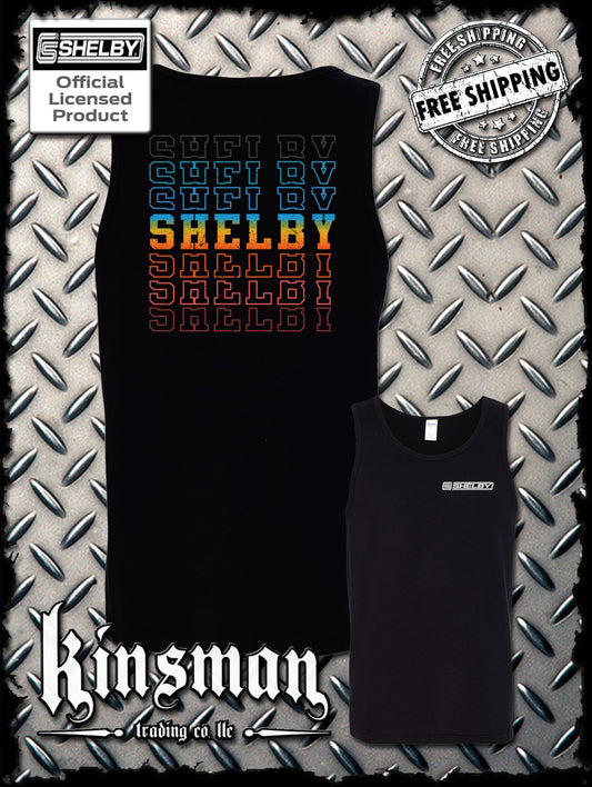 Carroll Shelby Repeating Logo 2-Sided Tank Top T-Shirt Ford Mustang