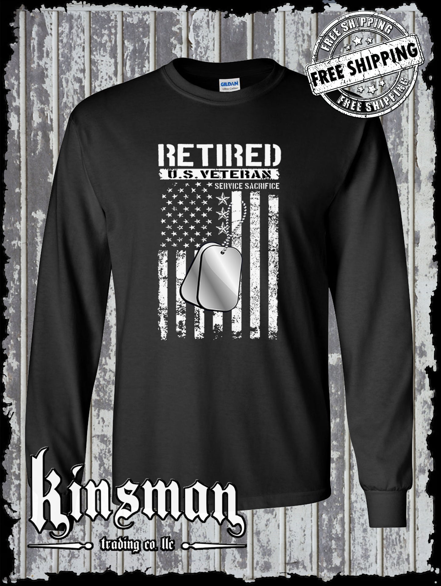 Retired US Veteran Long Sleeve T-Shirt United States Military Army Marines USA