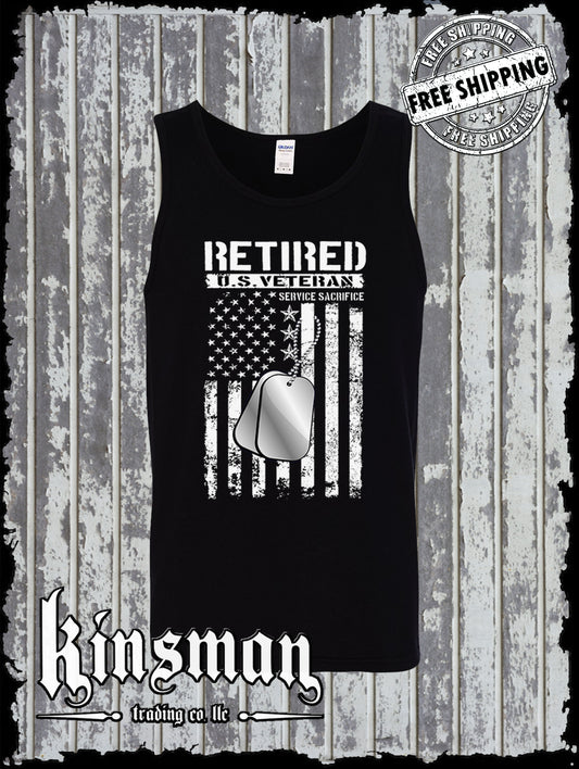Retired US Veteran Tank Top T-Shirt United States Military Army Marines USA