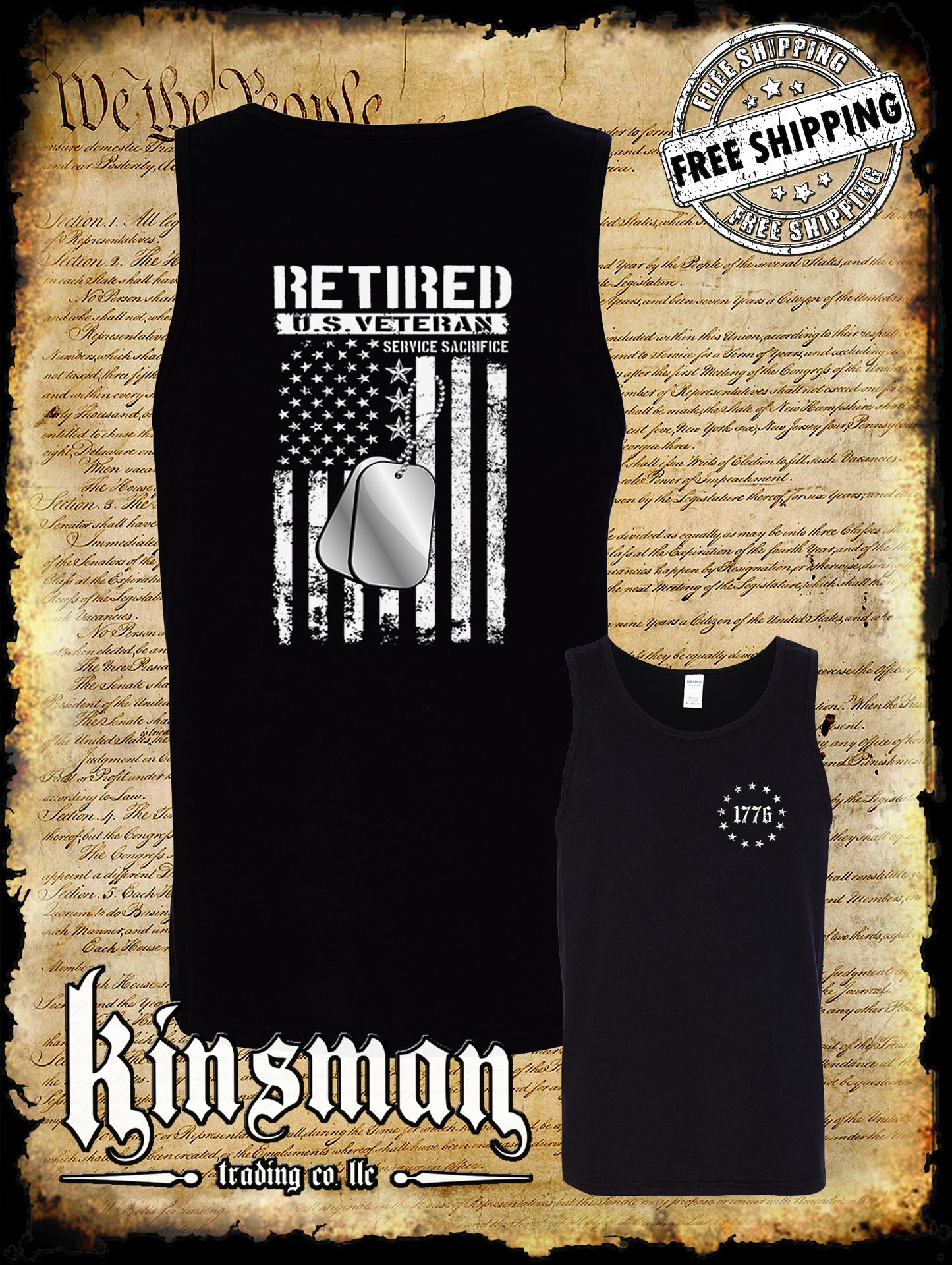 Retired US Veteran 2-Sided Tank Top T-Shirt United States Military Army Marines USA
