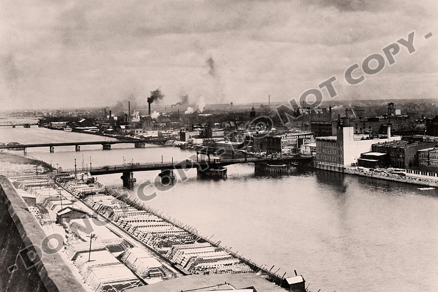 River Front, Saginaw, Michigan 1915 Retro Vintage Photo Reprint