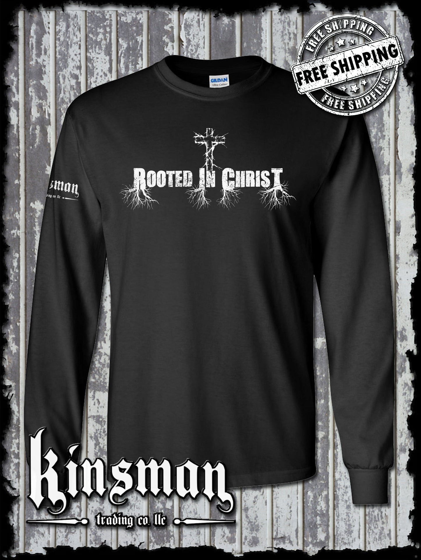 Rooted In Christ Long Sleeve T-Shirt - Jesus Christian Catholic God Bible Faith Cross