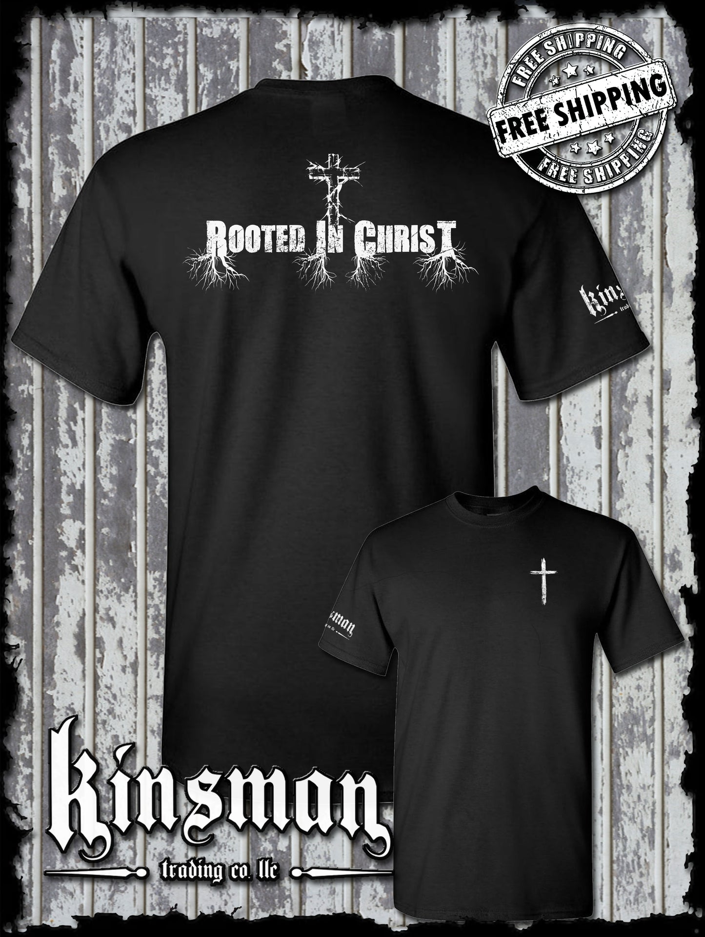 Rooted In Christ 2-Sided T-Shirt - Jesus Christian Catholic God Bible Faith Cross