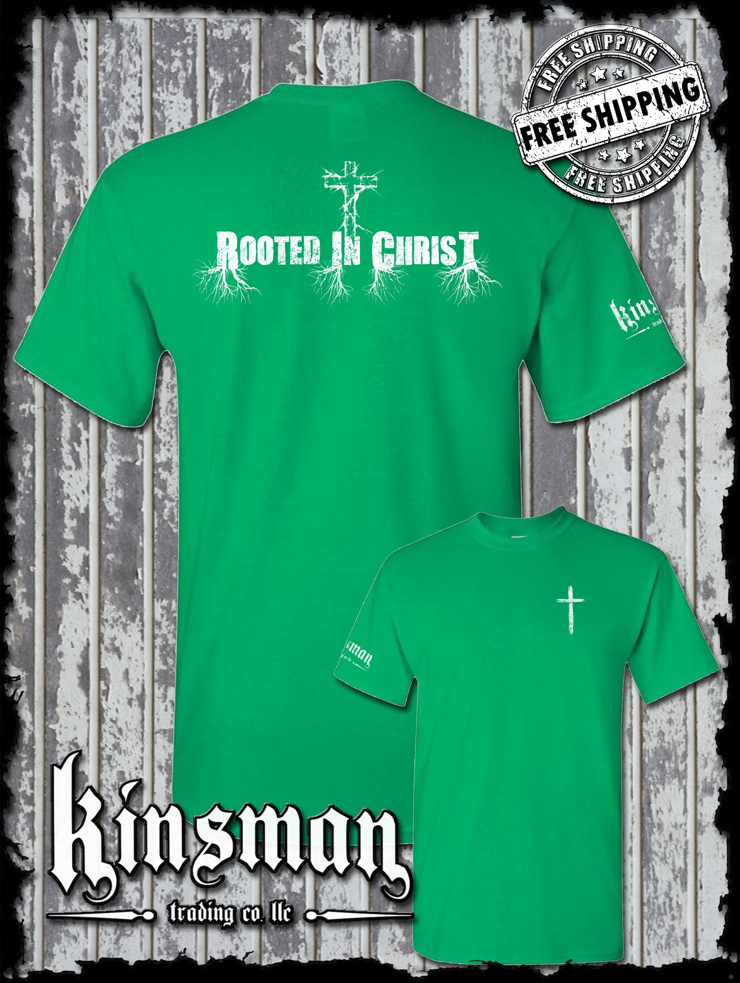 Rooted In Christ 2-Sided T-Shirt - Jesus Christian Catholic God Bible Faith Cross