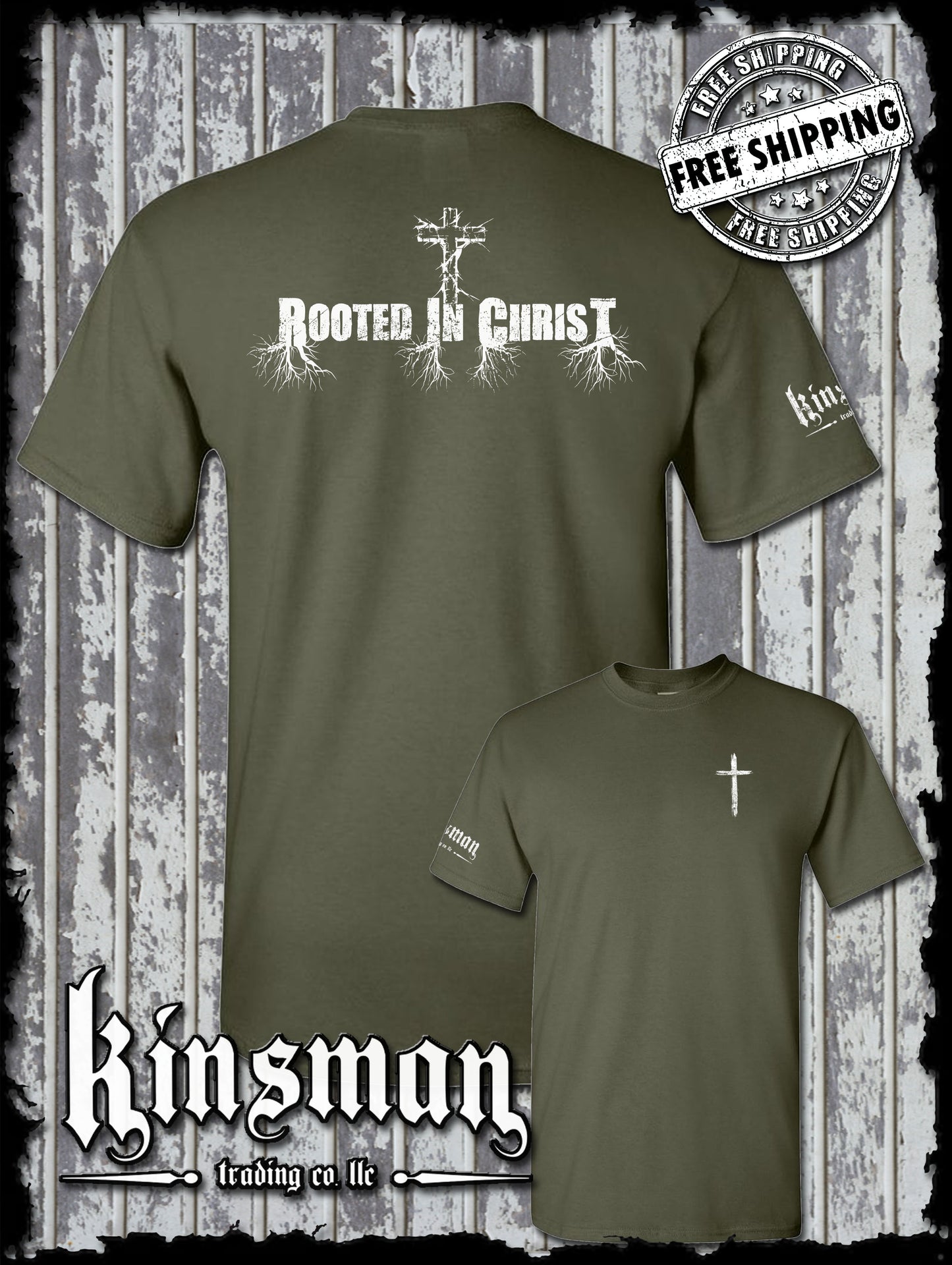 Rooted In Christ 2-Sided T-Shirt - Jesus Christian Catholic God Bible Faith Cross