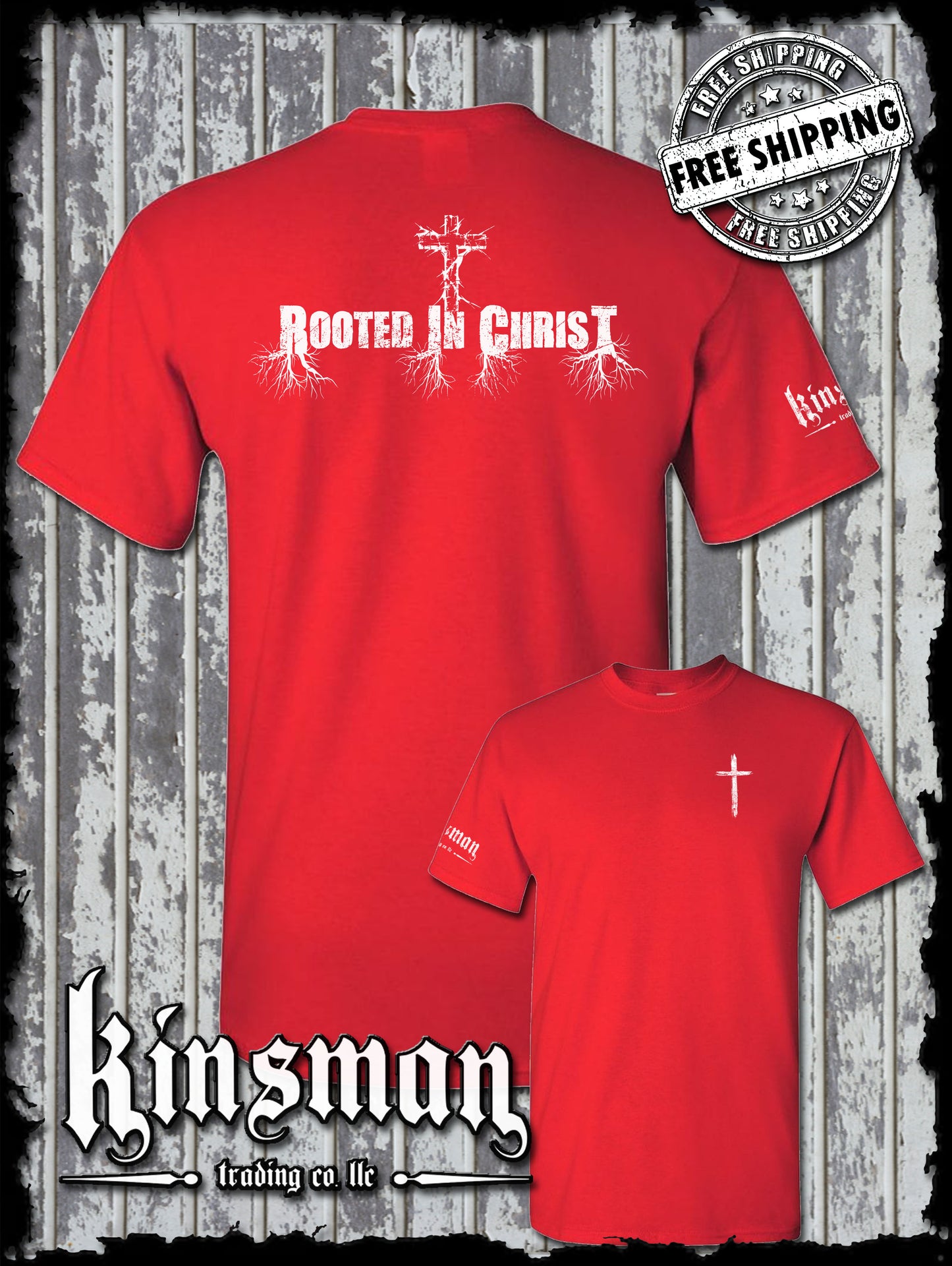 Rooted In Christ 2-Sided T-Shirt - Jesus Christian Catholic God Bible Faith Cross