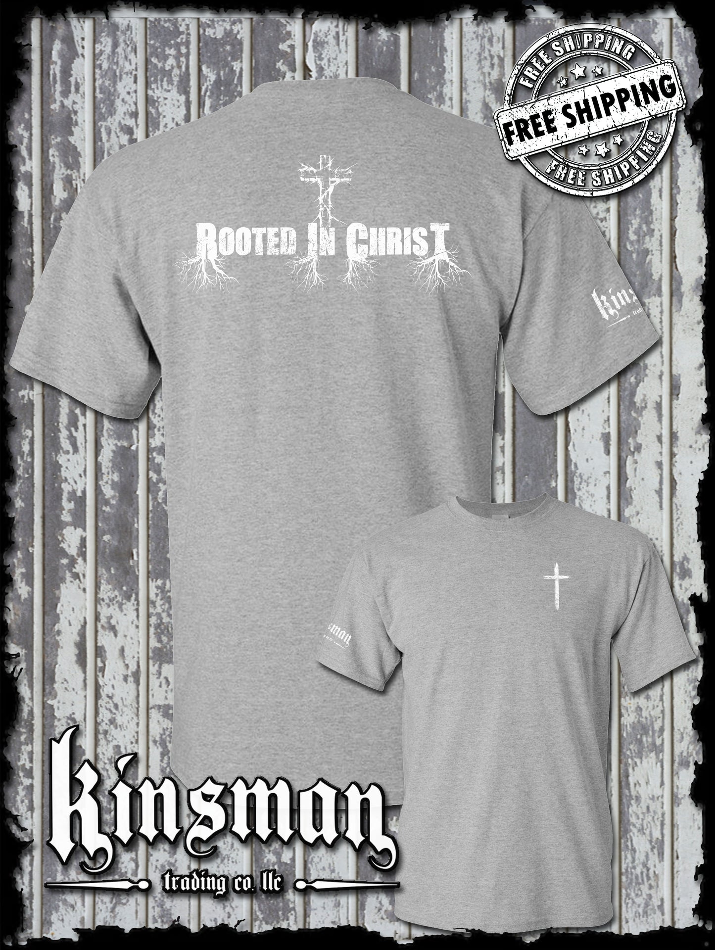 Rooted In Christ 2-Sided T-Shirt - Jesus Christian Catholic God Bible Faith Cross