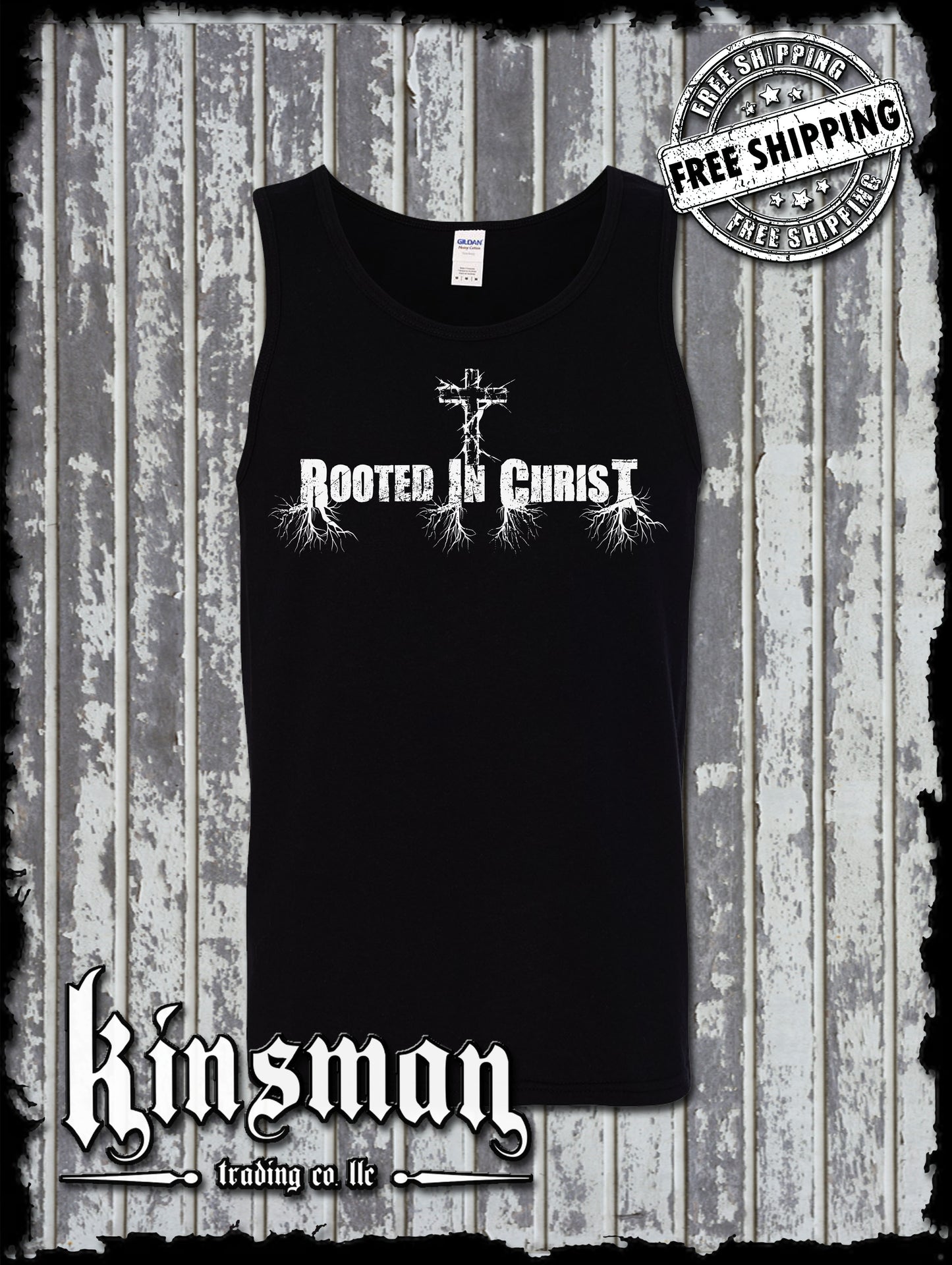 Rooted In Christ Tank Top T-Shirt - Jesus Christian Catholic God Bible Faith Cross