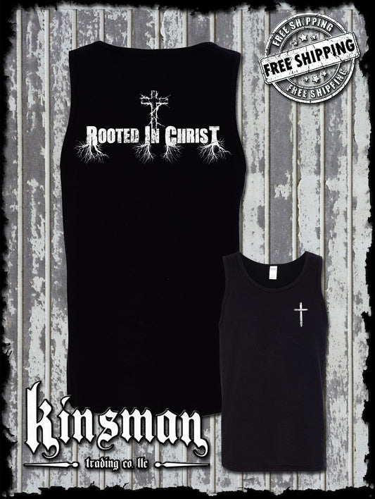 Rooted In Christ 2-Sided Tank Top T-Shirt - Jesus Christian Catholic God Bible Faith Cross