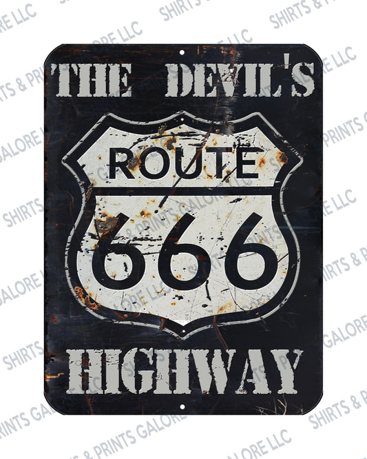 Route 666 The Devil's Highway Metal Sign 9x12