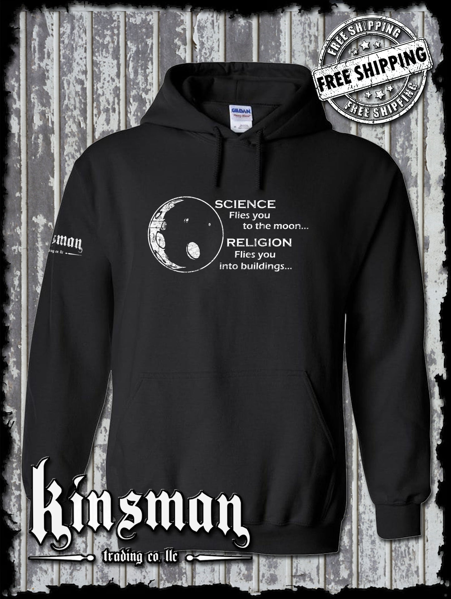 Science Flies You To The Moon Religion Into Buildings Hoodie / Sweatshirt - Atheist Agnostic