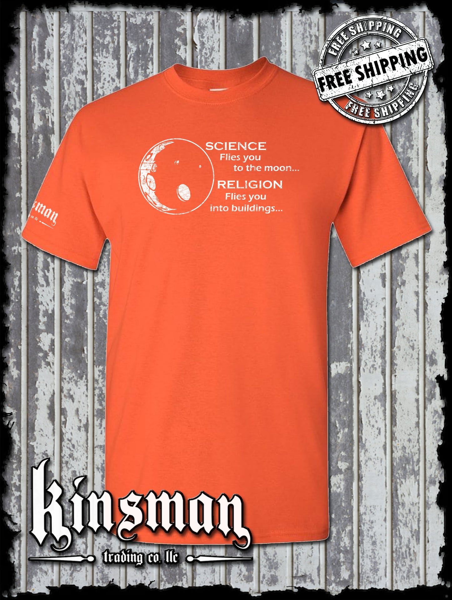 Science Flies You To The Moon Religion Into Buildings T-Shirt - Atheist Agnostic