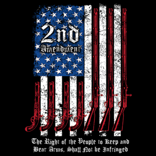 2nd Amendment Script 2-Sided T-Shirt Pro Gun Rights Keep & Bear Firearms American Flag