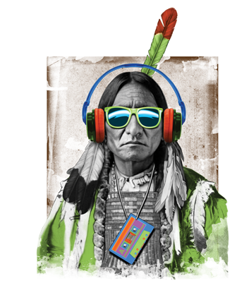 Native American Beats DJ Indian T-Shirt / Headphones Cassette Tape