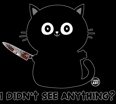 I Didn't See Anything Black Cat & Bloody Knife Hoodie / Sweatshirt Todd Goldman Halloween Horror