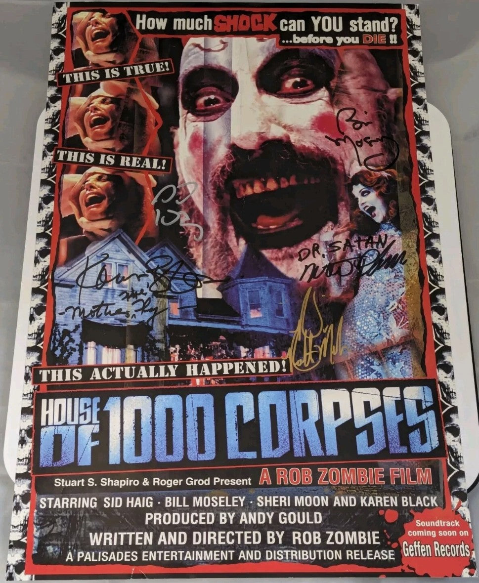 House of 1000 Corpses 11x17 Poster Signed x5 Sid Haig Karen Black Moseley Mukes