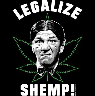 Three Stooges Legalize Shemp 2-Sided Long Sleeve T-Shirt Weed Marijuana Pot Leaf